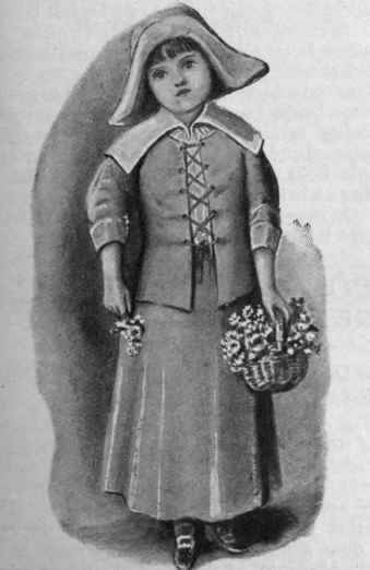 A Puritan dress is a becoming costume for child bridesmaids