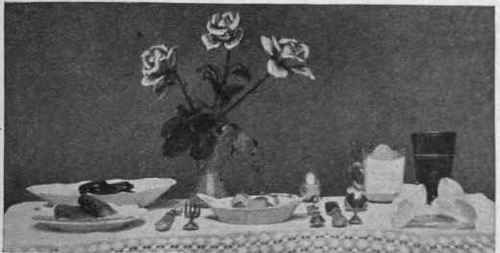 An attractively served meal for an invalid. The wisely selected dishes are not only correctly cooked, but also temptingly served