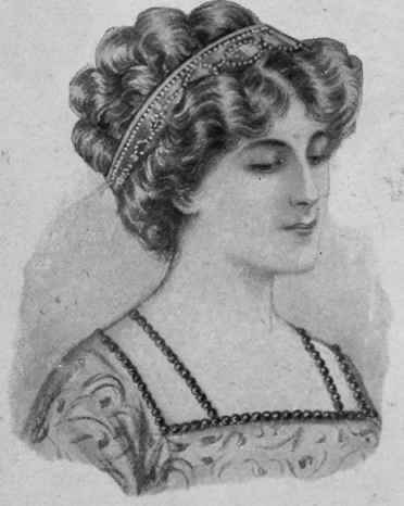 Band for hair in the barbaric style. Embroidered in a conventional design with green