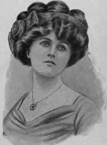 Fig. 3. A simple and classic style, in which a band of gold metallic moire ribbon is arranged in a flat bow at the side, with a jewelled cabochon in the centre