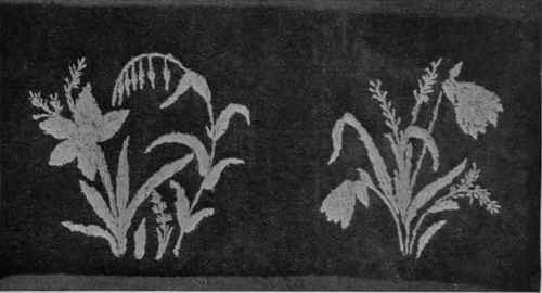 A design for the two sides of a book cover in pen painting on velvet