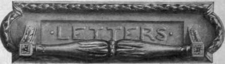 A letter plate with handle attached. The knocker should be of similar design in order to produce the best effect