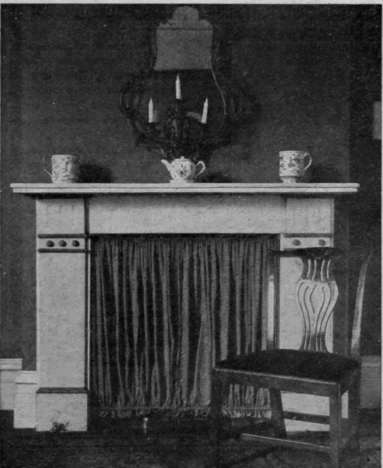 A simple and inexpensive arrangement for filling in a fireplace.