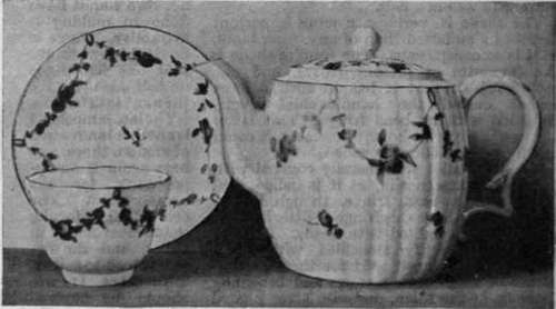 Chelsea Derby teapot, cup and saucer, decorated in laurel green. It was during this period that the best porcelain was made From the Fry Collection