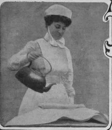 Fig. 1. Lay a roller towel over a basin, place a square water from a kettle