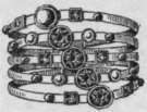 Fig. 13. An elaborate eighteenth century  Regardring, in which the name Pearl is denoted by the jewels set therein, a pearl, emerald, amethyst, ruby and lapis lazuli