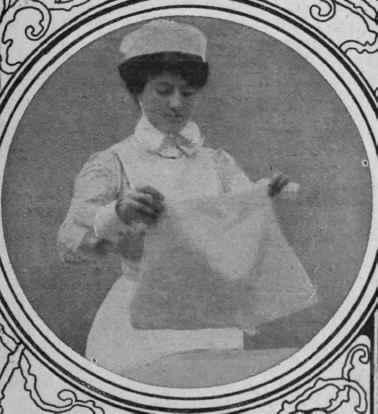 Fig. 3. Shake the hot flannel before applying it to the patient everything ready hot basin, knife, spoon, linseed
