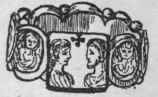 Fig. 6. A curious Byzantine betrothal ring, the  bezel bearing portraits of imperial rulers, the other portions adorned with feminine portraits