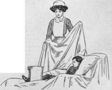 Fig. 7. A bandbox with a tunnel cut through it, makes an efficient cradle' for a patient with an injured leg