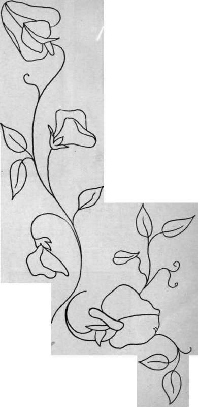 Lay tracing cloth on this design, the shiny side downwards, and pencil over the outline