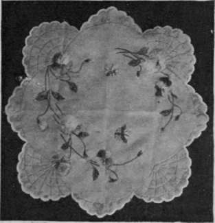 Pansies worked in soft shades of mauve