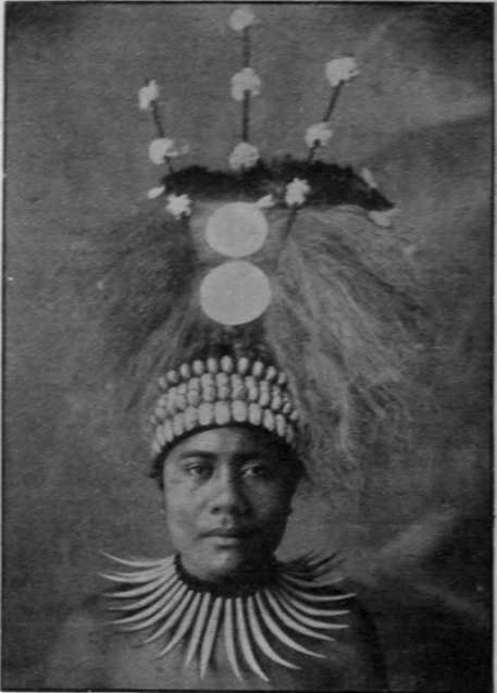 A Samoan lady in ceremonial head dress Photo: T. Martin, Auckland, N. Z.