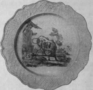 A plate in transfer printed cream ware. This beautiful ware, of Wedgwood's own invention, was as popular on the Continent as in England. By permission of Queen