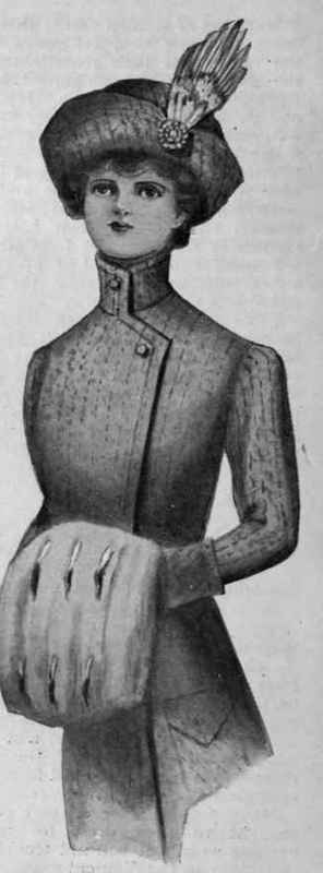 A useful yet modish coat, which can be worn either open or closed over the chest. This coat is admirably suited for travelling