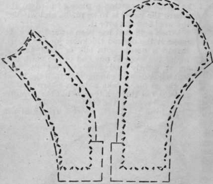 Diagram 1. Tailor tack the chalked outline of the sleeve in the serge