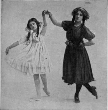 Fig. 3. Third Step. The pupil takes a small step forward with her right foot and the teacher one with her left foot