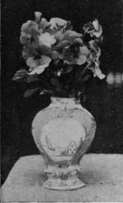 Pansies should be cut with the sprig of foliage attached to the flower, and arranged in a wide mouthed vase