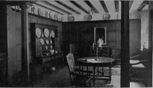 The charming effect of a gate legged table in the centre of a Jacobean room