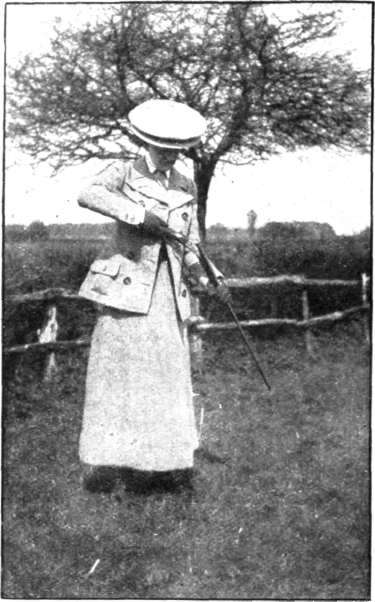 The right way to load a gun. Keep the barrels pointing to the ground, and. when closing the breech, bring the stock up to the barrels (Fig. 4)