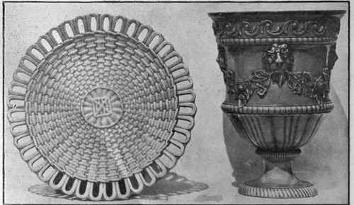 A Leeds cream ware basket plate and a Leeds cream ware vase, with finely moulded decoration