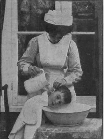 For earache a solution of borax in hot water may be gently poured into the ear. Care should be taken that the water is not hot enough to scald the ear, which is extremely sensitive