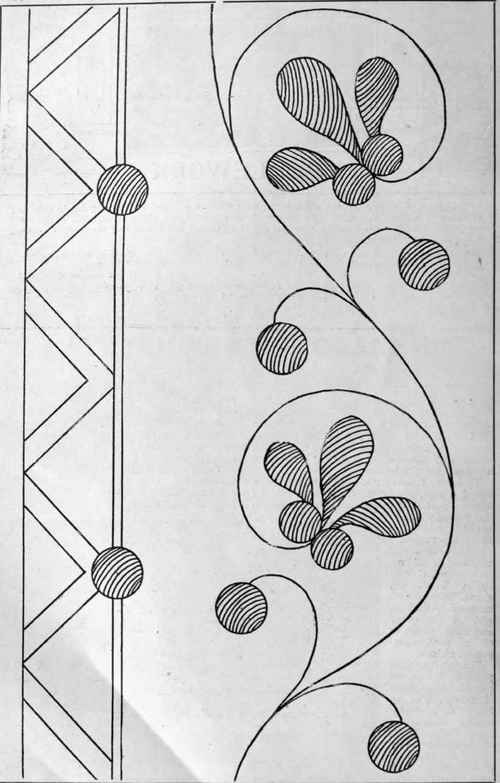 Outline design for shadow embroidery. This should be traced and the tracing pasted on to thin cardboard The material to be worked upon is then tacked over it, and the actual embroidery commenced. (See page 3937)