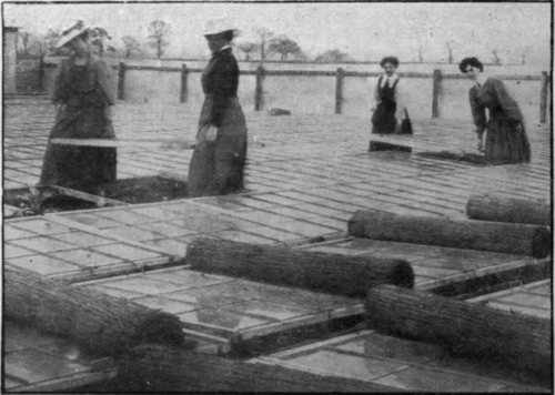 Replacing the lights when frames have been made up. This work is toilsome, but an essential part of Photo, S. L. Bastin the routine in French gardening