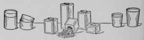 Fig. 49 - Paper containers of various sizes and shapes are available for dehydrated products, and for jellies, pickles and preserves. They are sanitary, neat and cheap.