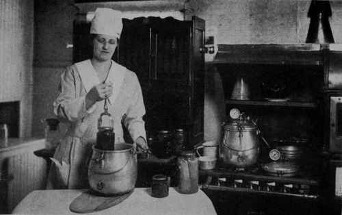 Fig. 2 - An aluminum pressure cooker, and a gas range, make an ideal outfit for canning purposes.