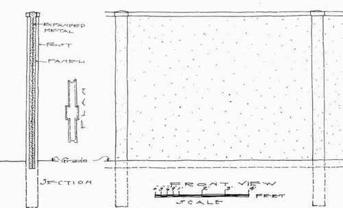 Fig. 120.   Detail for the construction of a stucco wall on expanded metal.   See page 143.