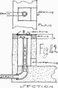 Fig. 142. Concealed stand pipe for garden pool overflow and drainage.