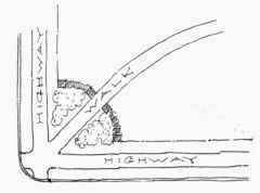 Fig. 26.   Plan showing arrangement for a corner entrance.   See page 33.