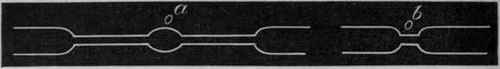 Fig. 138.   Represents a piece of intestine, a, at the commencement of contraction, after irritation by sodium chloride; b at the end of contraction. o indicates the point of irritation.