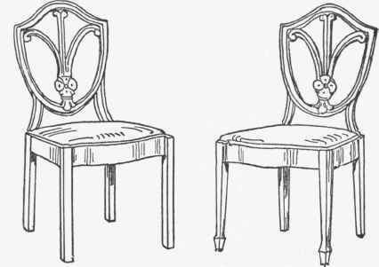 These small light chairs are identical except for the legs.
