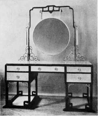 CHINESE DRESSING TABLE IN BLACK AND IVORY LACQUER BY PIETER MYER, NEW YORK.