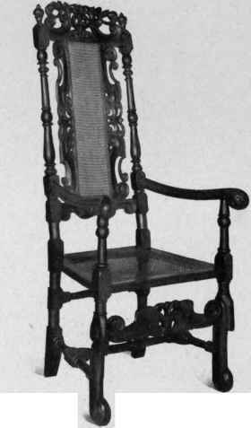 Cane Chair, Flemish legs, last quarter seventeenth century.