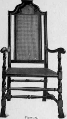 Cane Chair, Spanish feet, about 1700.