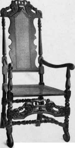 Cane Chair, scroll feet, 1680 1700.