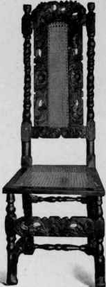 Cane Chair, scroll feet, last quarter seventeenth century.