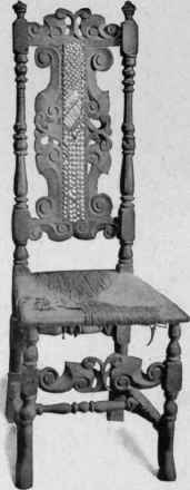 Cane Chair, scroll feet, last quarter seventeenth century.
