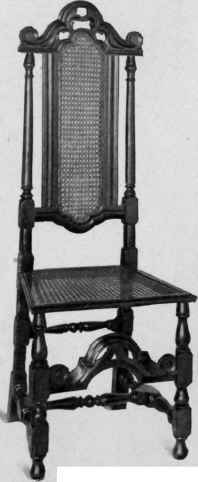 Cane Chair, turned legs, about 1700.