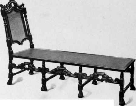 Cane Couch with Spanish feet, 1680 90.