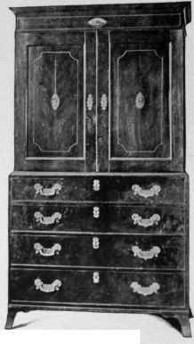 Chest of Drawers and Cupboard, about 1790.