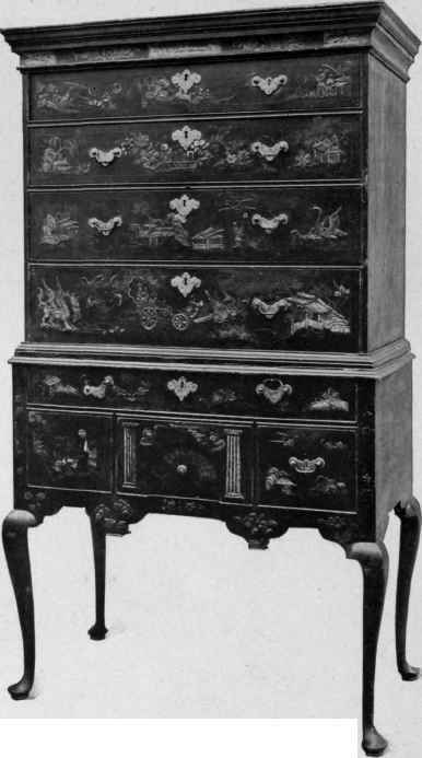 Japanned High Chest of Drawers, 1700 25.