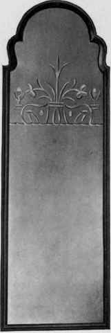 Looking Glass with japanned frame, first quarter eighteenth century.