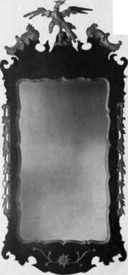 Looking Glass with mahogany and gilt frame, 1760 75.