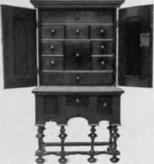 Miniature Cupboard of Drawers, about 1700.