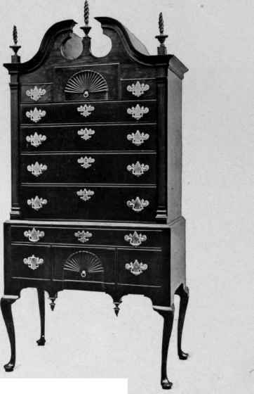 Scroll Top High Chest of Drawers, 1725 50.