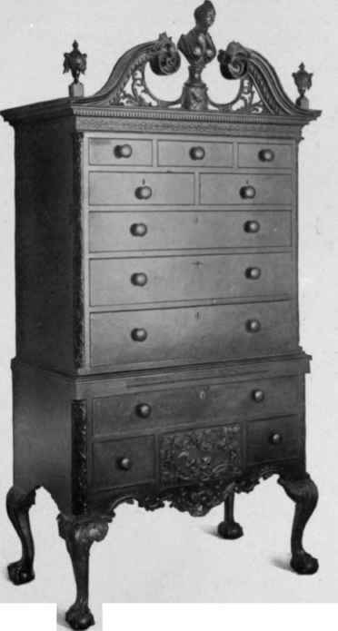 Scroll Top High Chest of Drawers, 1760 75.
