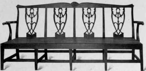 Settee with four chair backs, Chippendale style, 1770 80.